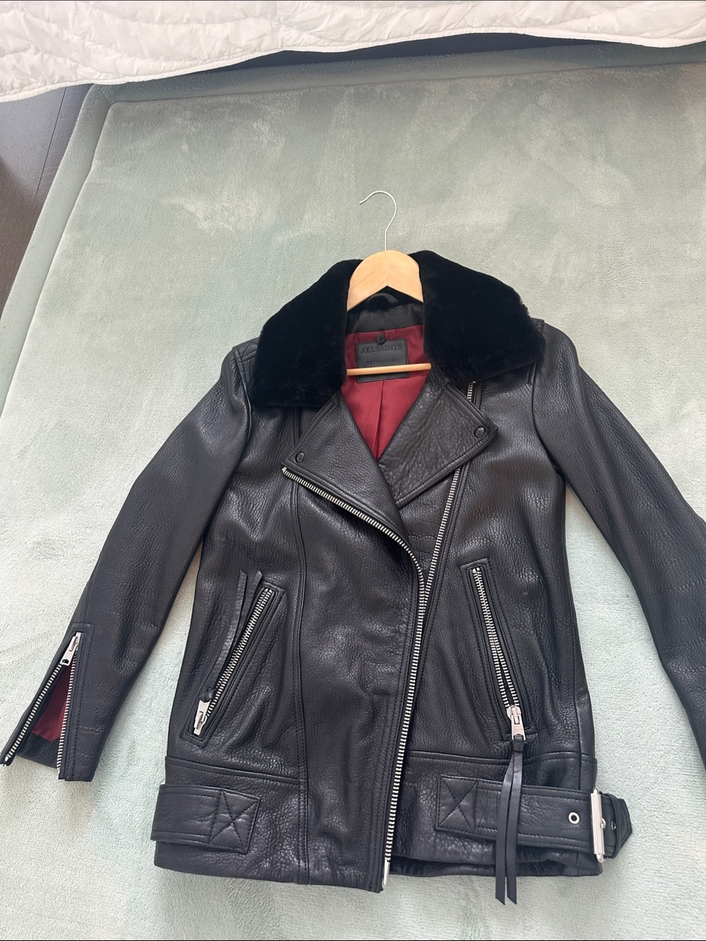 All Saints Black Leather Biker Jacket